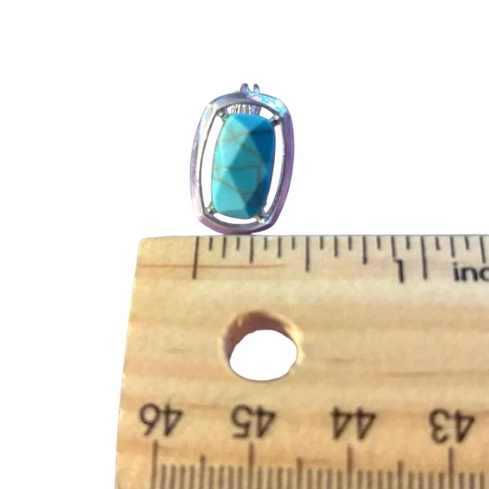 Faux Turquoise Clip On Earrings Silver‎ Tone Vintage TJG The Jewelry Group Open
